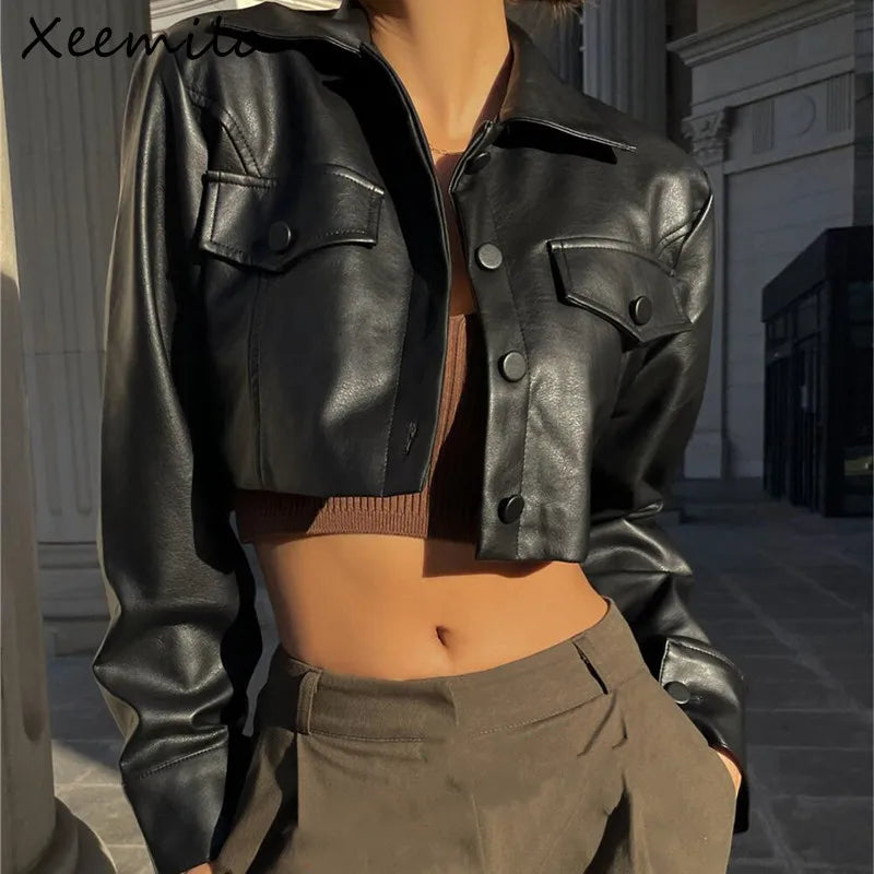Y2K FAUX LEATHER JACKET