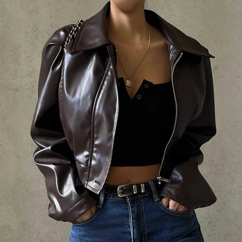Y2K FAUX LEATHER JACKET