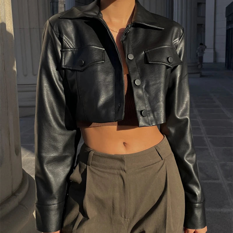 Y2K FAUX LEATHER JACKET